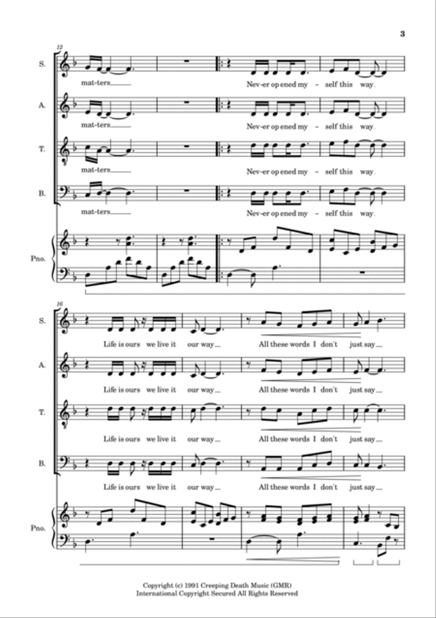 Nothing Else Matters 4-Part scores gallery preview page 3