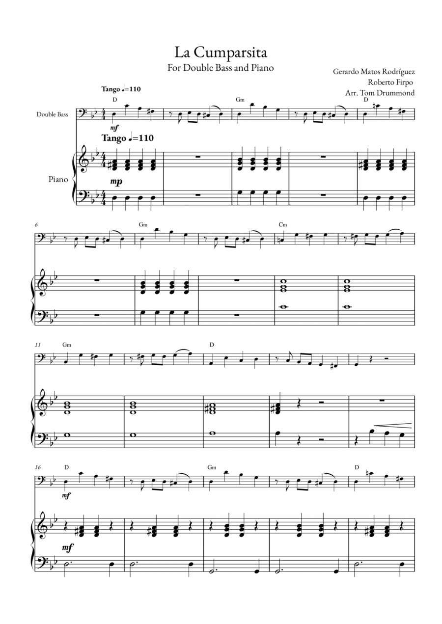 La Cumparsita Double Bass scores gallery preview page 1