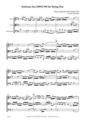 Sinfonia No.3 BWV.789 for String Trio