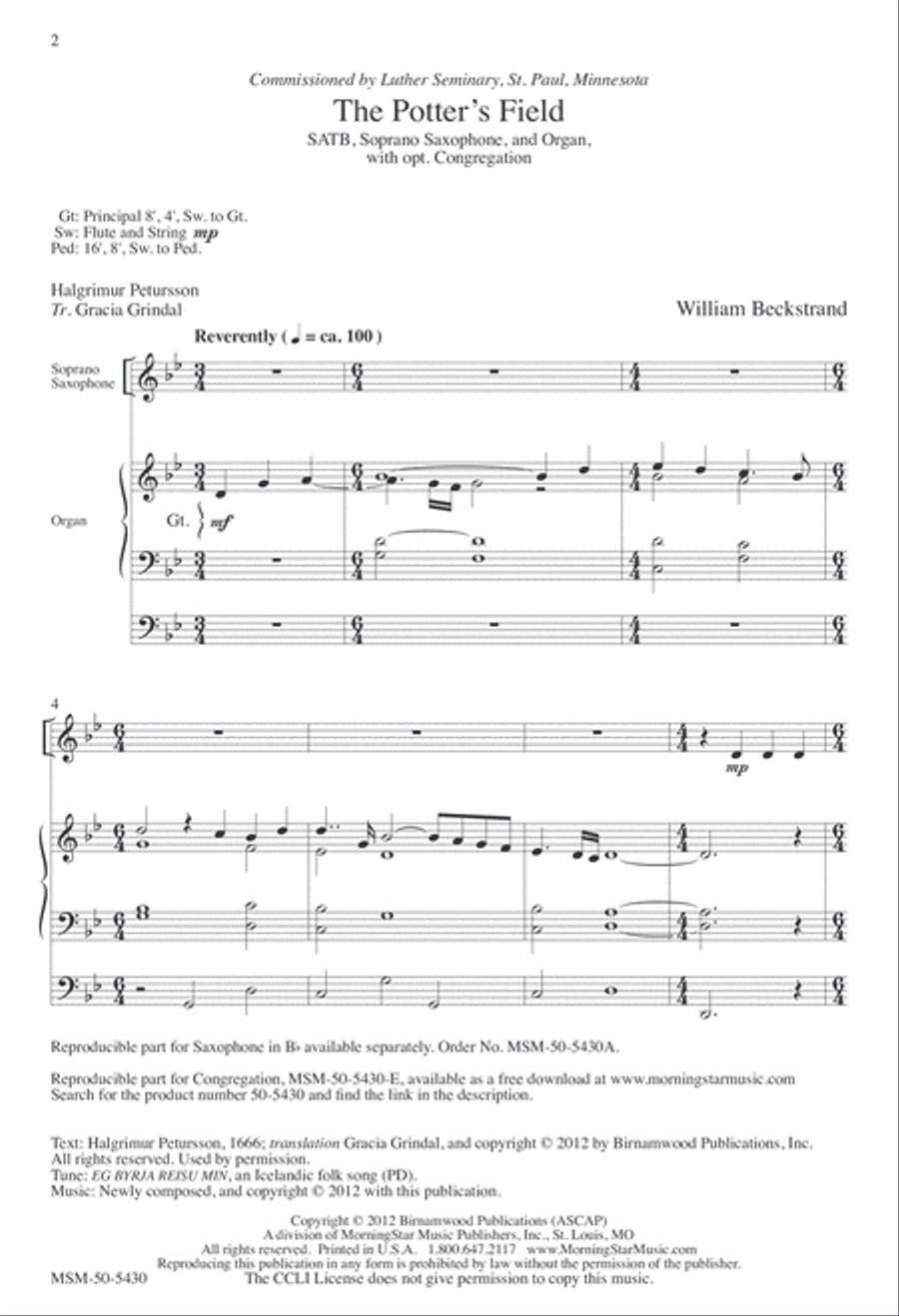 The Potter's Field The Potter's Field 4-Part scores gallery preview page 2