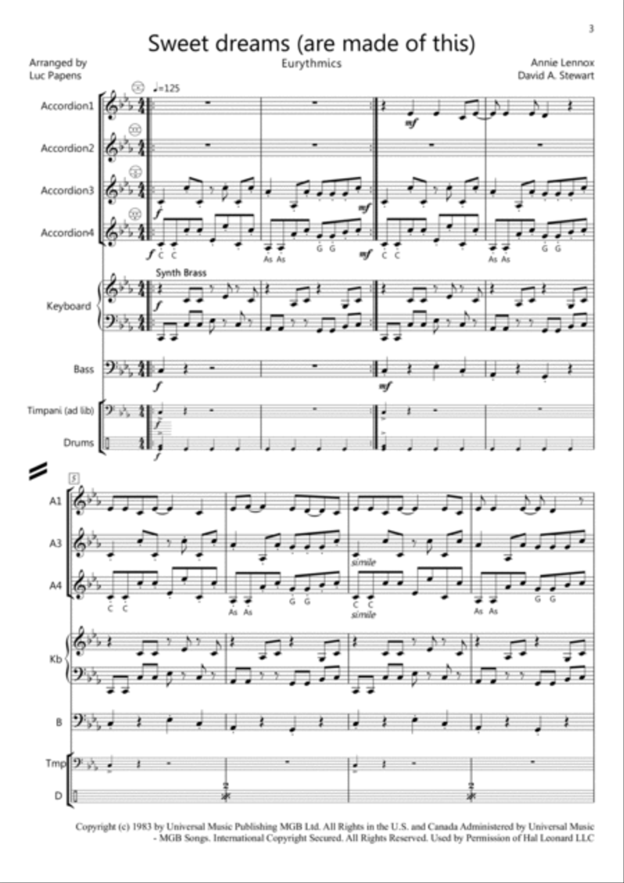 Sweet Dreams (Are Made Of This) Accordion scores gallery preview page 3