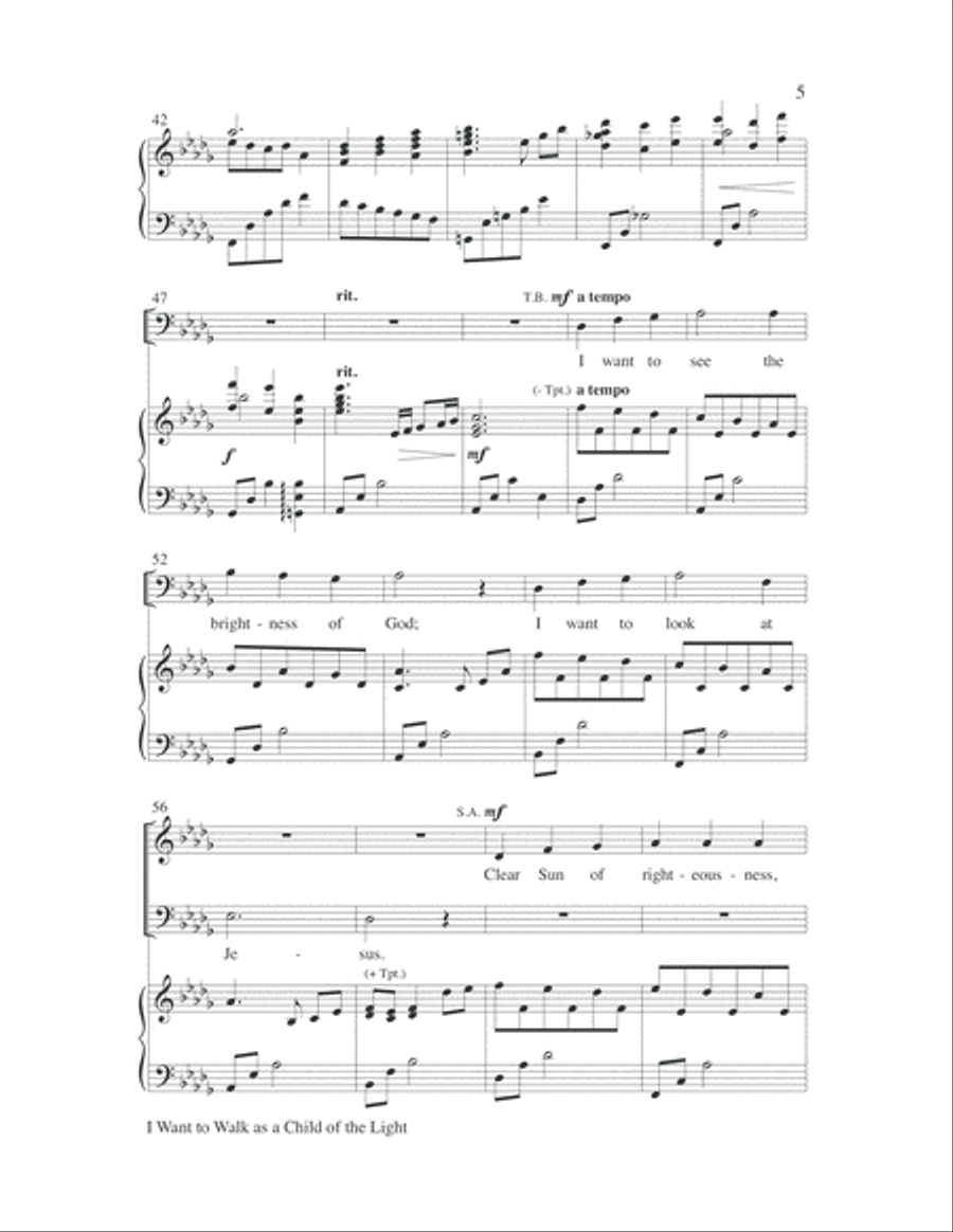 I Want to Walk as a Child of the Light Choir scores gallery preview page 5