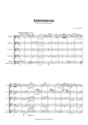 Intermezzo from Cavalleria Rusticana by Mascagni for Clarinet Quintet