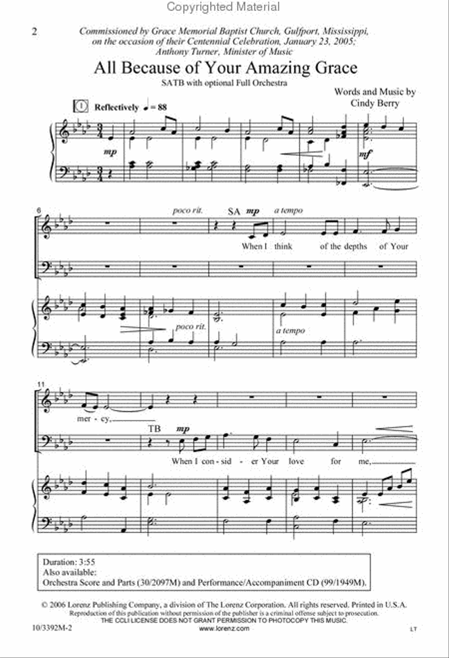 All Because of Your Amazing Grace 4-Part scores gallery preview page 2