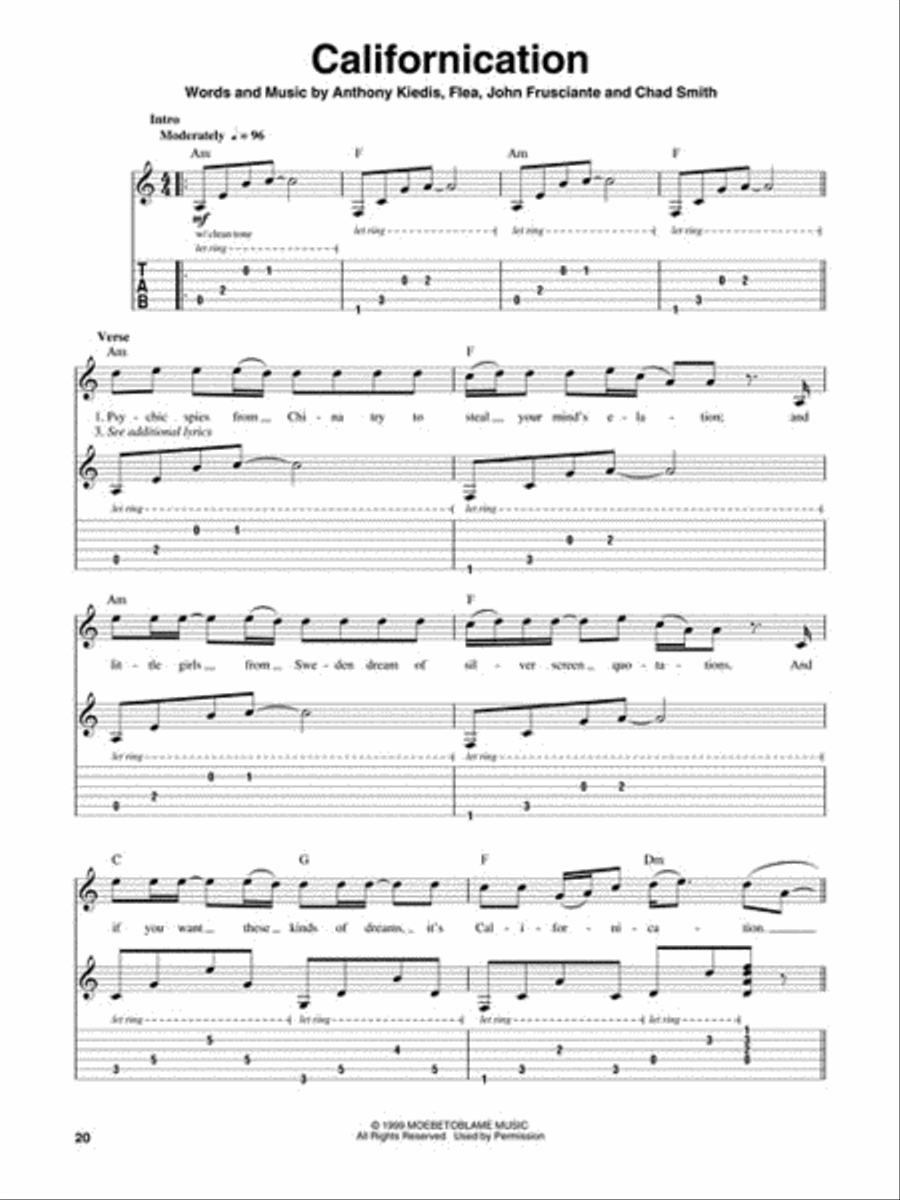 Red Hot Chili Peppers Guitar Tablature scores gallery preview page 7