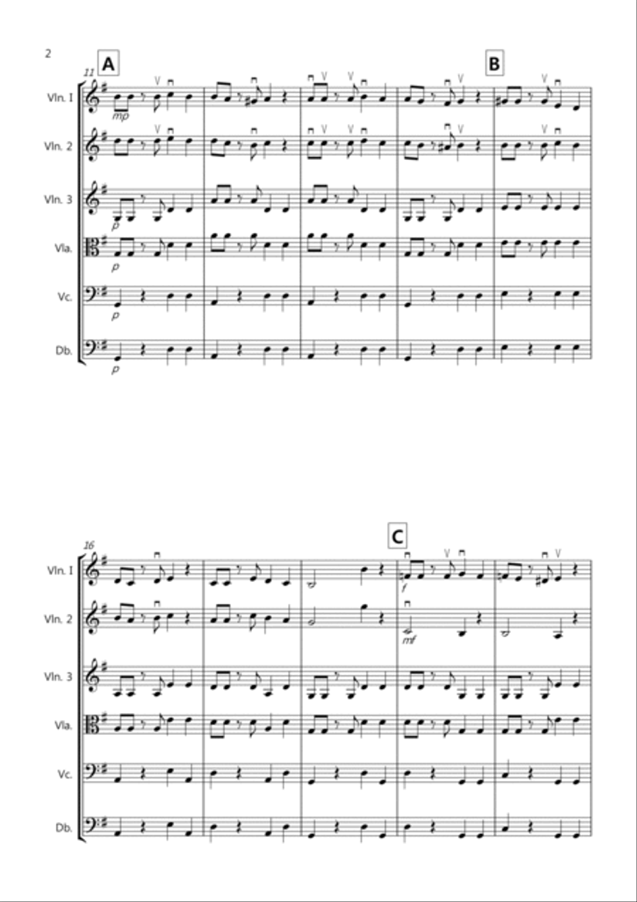 Tango Al Fresco for Beginning String Orchestra String Quartet scores gallery preview page 2