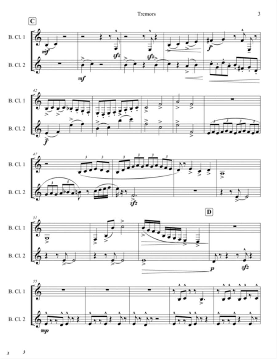 Tremors Clarinet Duet scores gallery preview page 3