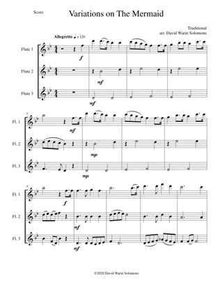 Variations on The Mermaid for flute trio (3 C flutes)