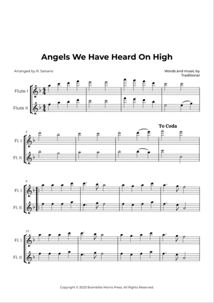 Angels We Have Heard On High (Key of F Major) Angels We Have Heard On High (Key of F Major) Flute Duet scores gallery preview page 2