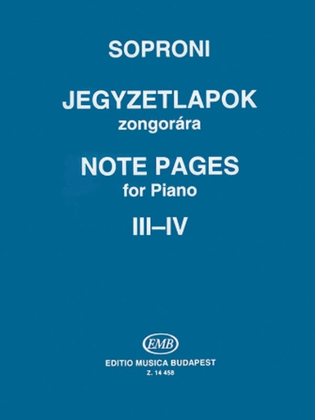 Book cover for Note Pages For Piano, Nos. 3-4