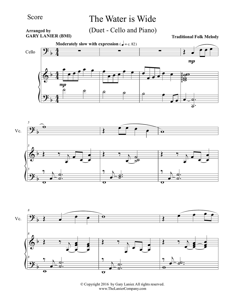 Gary Lanier: 3 Inspiring Hymn Tunes (Duets for Cello & Piano) Piano scores gallery preview page 2