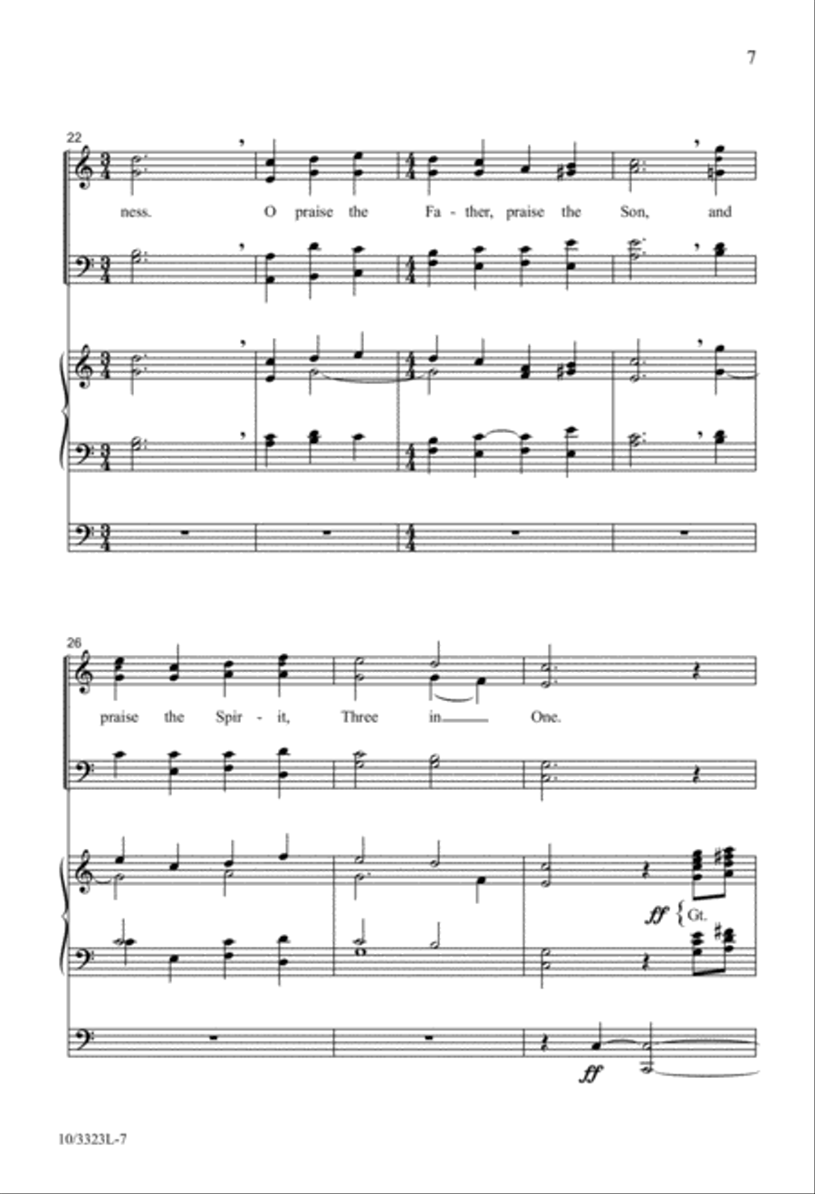 Praise God from Whom All Blessings Flow 4-Part scores gallery preview page 7
