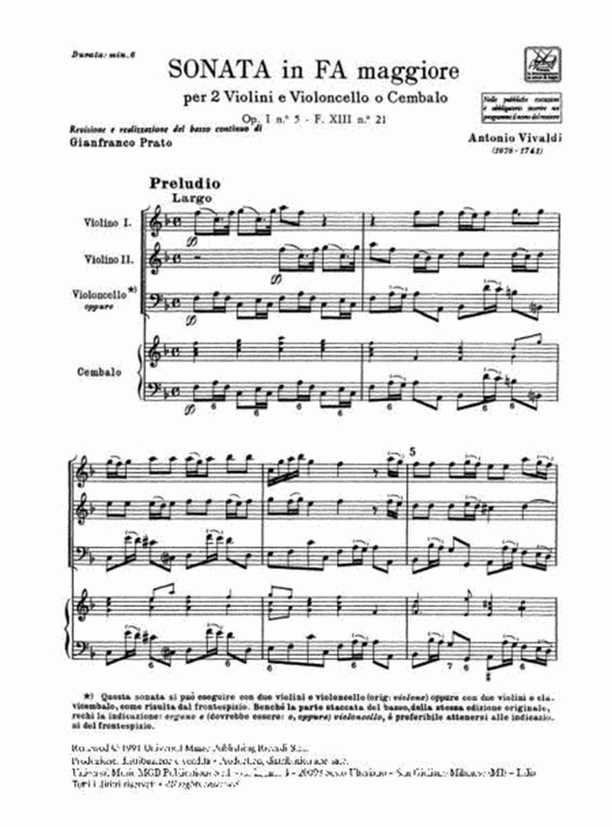 Sonata per 2 violini e BC in Fa Rv 69