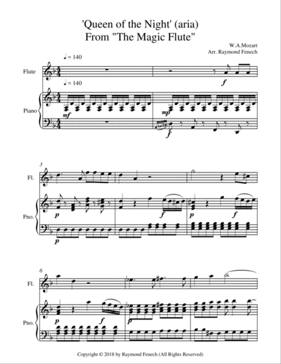 Queen of the Night - From the Magic Flute - Flute and Piano Chamber Orchestra scores gallery preview page 4