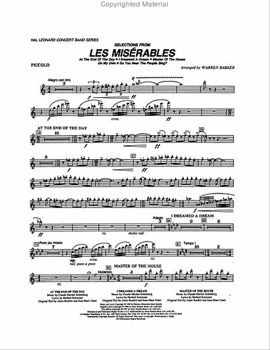Selections from Les Misérables Concert Band scores gallery preview page 7