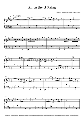 Book cover for Air On The G String - Johann Sebastian Bach (Piano)