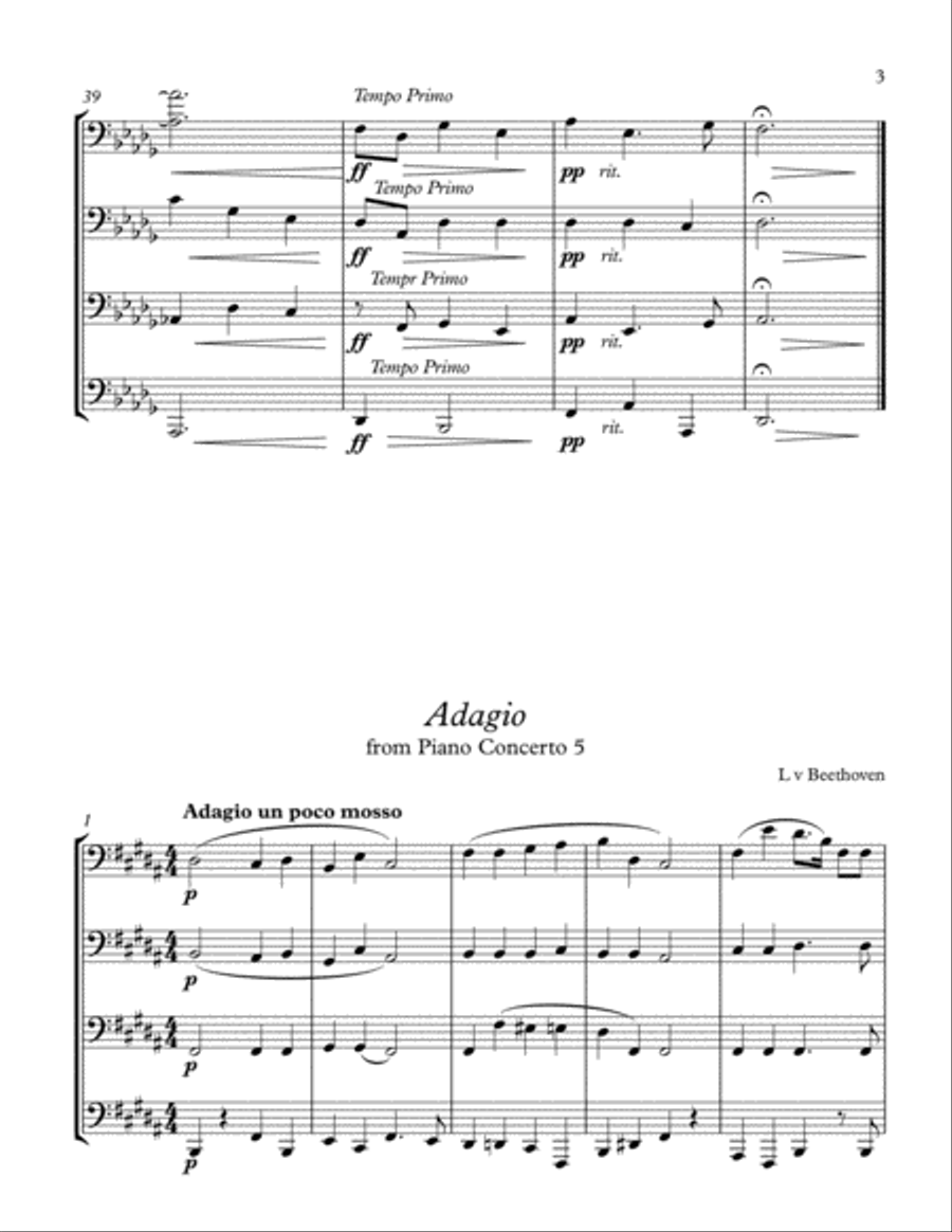 Nimrod from Enigma Variation plus a chorale excerpt from Beethoven piano concerto No 5 Brass Ensemble scores gallery preview page 4