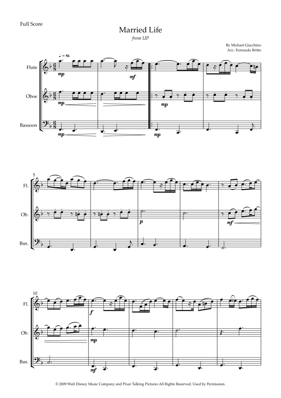 Married Life Woodwind Trio scores gallery preview page 1