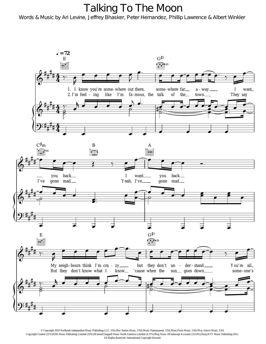Talking To The Moon Acoustic Guitar scores gallery preview page 1