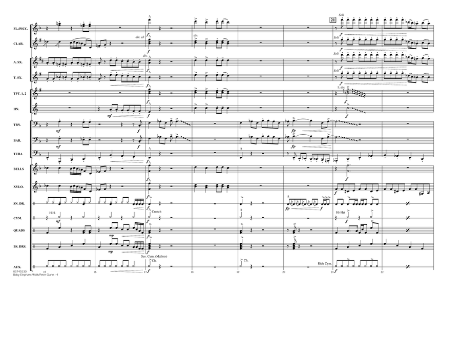 Baby Elephant Walk/Peter Gunn - Full Score Marching Band scores gallery preview page 4
