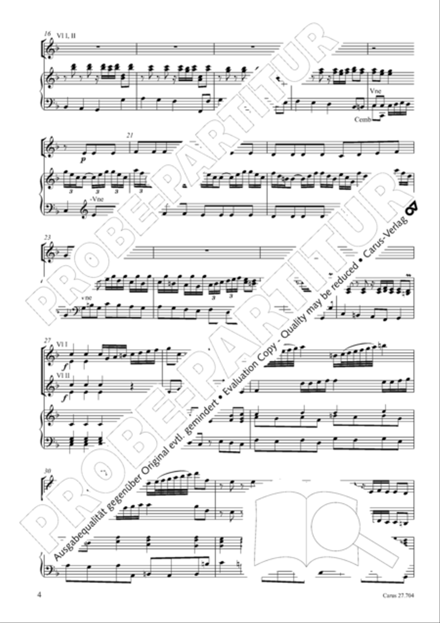 Concerto per il Clavi-Cembalo in F Violin scores gallery preview page 5
