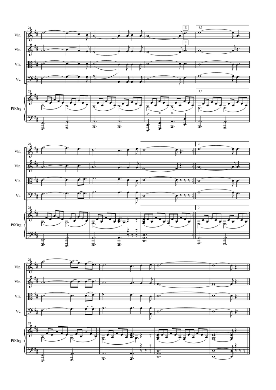 O HOLY NIGHT - Adam - Arr- for String Quartet and Piano/Org. Chamber Orchestra scores gallery preview page 4