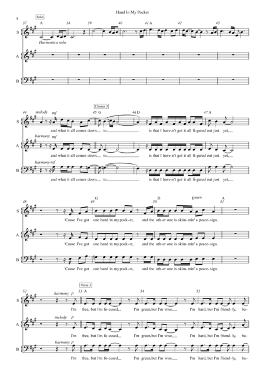 Hand In My Pocket Hand In My Pocket 3-Part scores gallery preview page 4