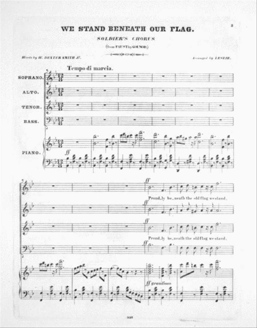 We Stand Beneath Our Flag. Soldiers Chorus 4-Part scores gallery preview page 2