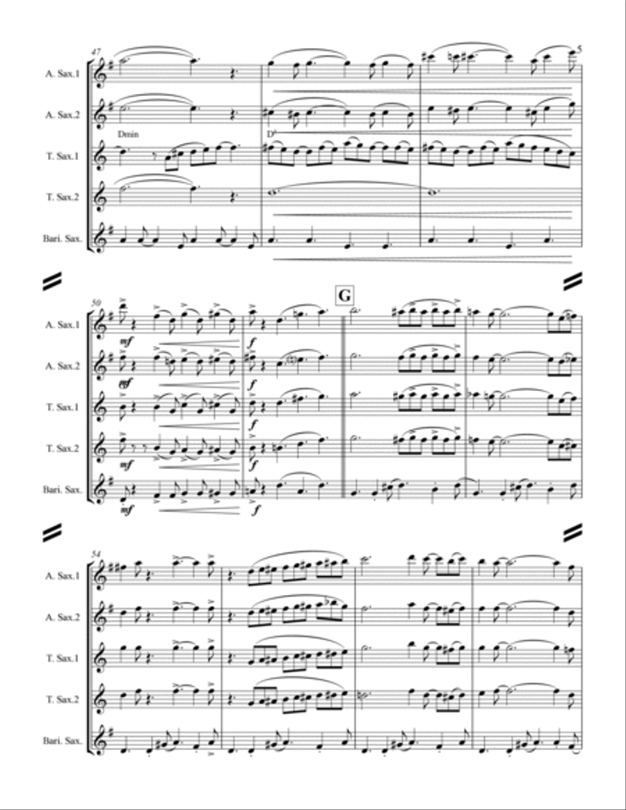Blue Christmas Saxophone Quintet scores gallery preview page 6