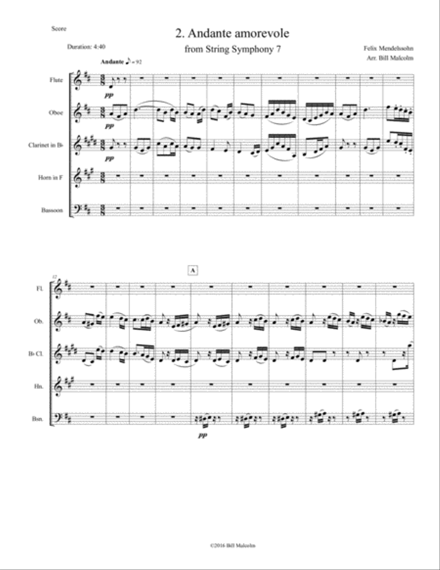 Andante and Menuetto from String Symphony 7