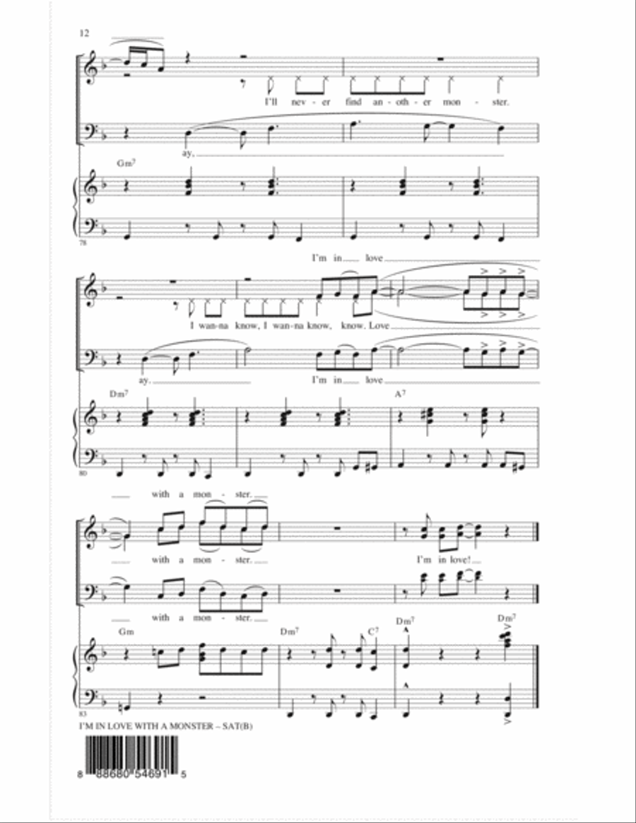 I'm In Love With A Monster 4-Part scores gallery preview page 11