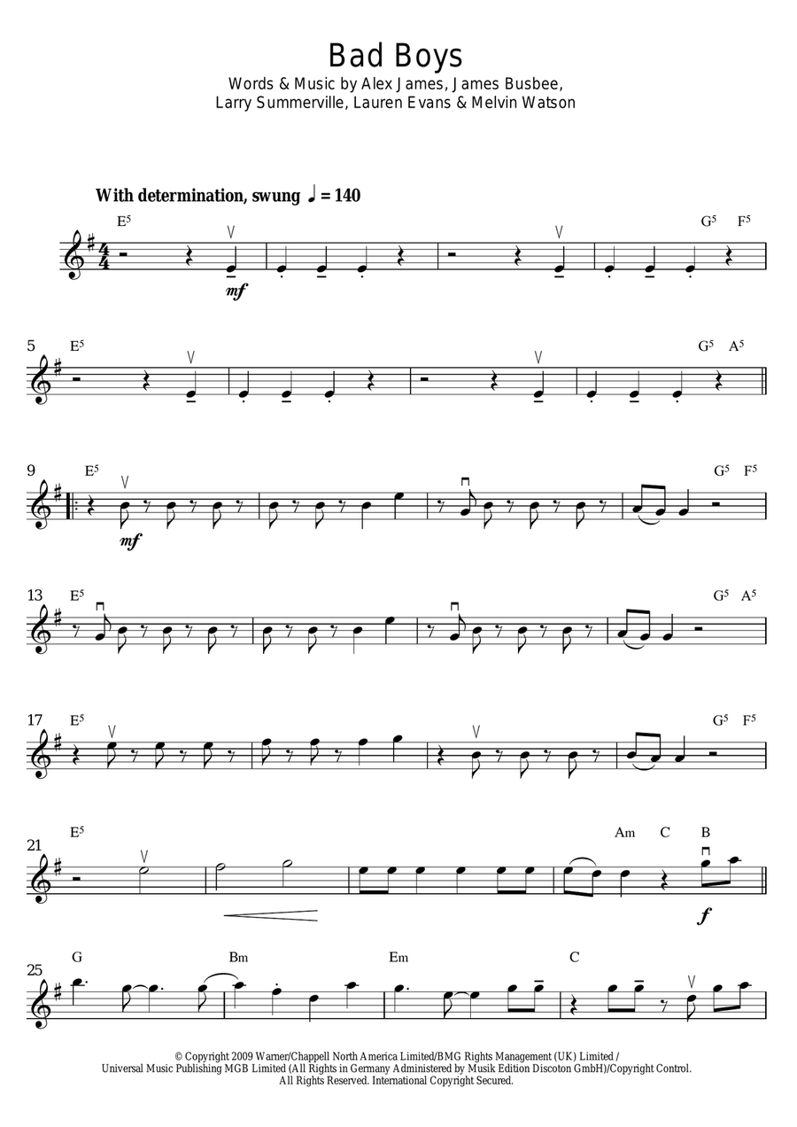 Bad Boys Bad Boys Violin Solo scores gallery preview page 1