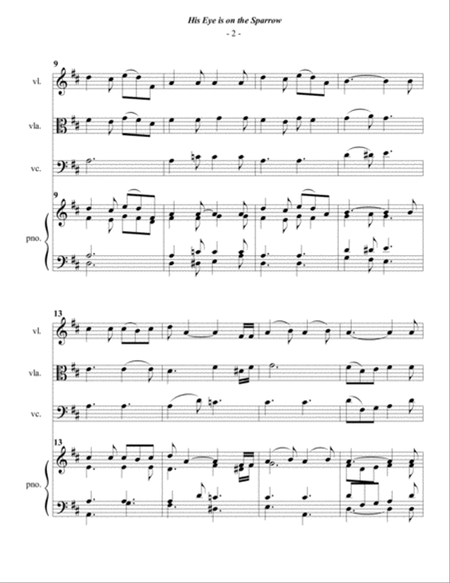 Gabriel: His Eye Is On The Sparrow for Piano Quartet Piano Quartet scores gallery preview page 2