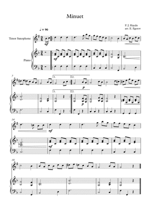 Minuet (In F Major), Franz Joseph Haydn, For Tenor Saxophone & Piano