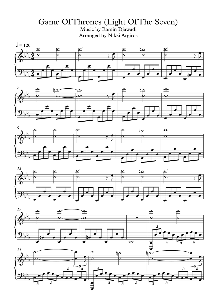 Game Of Thrones Game Of Thrones Piano Solo scores gallery preview page 1