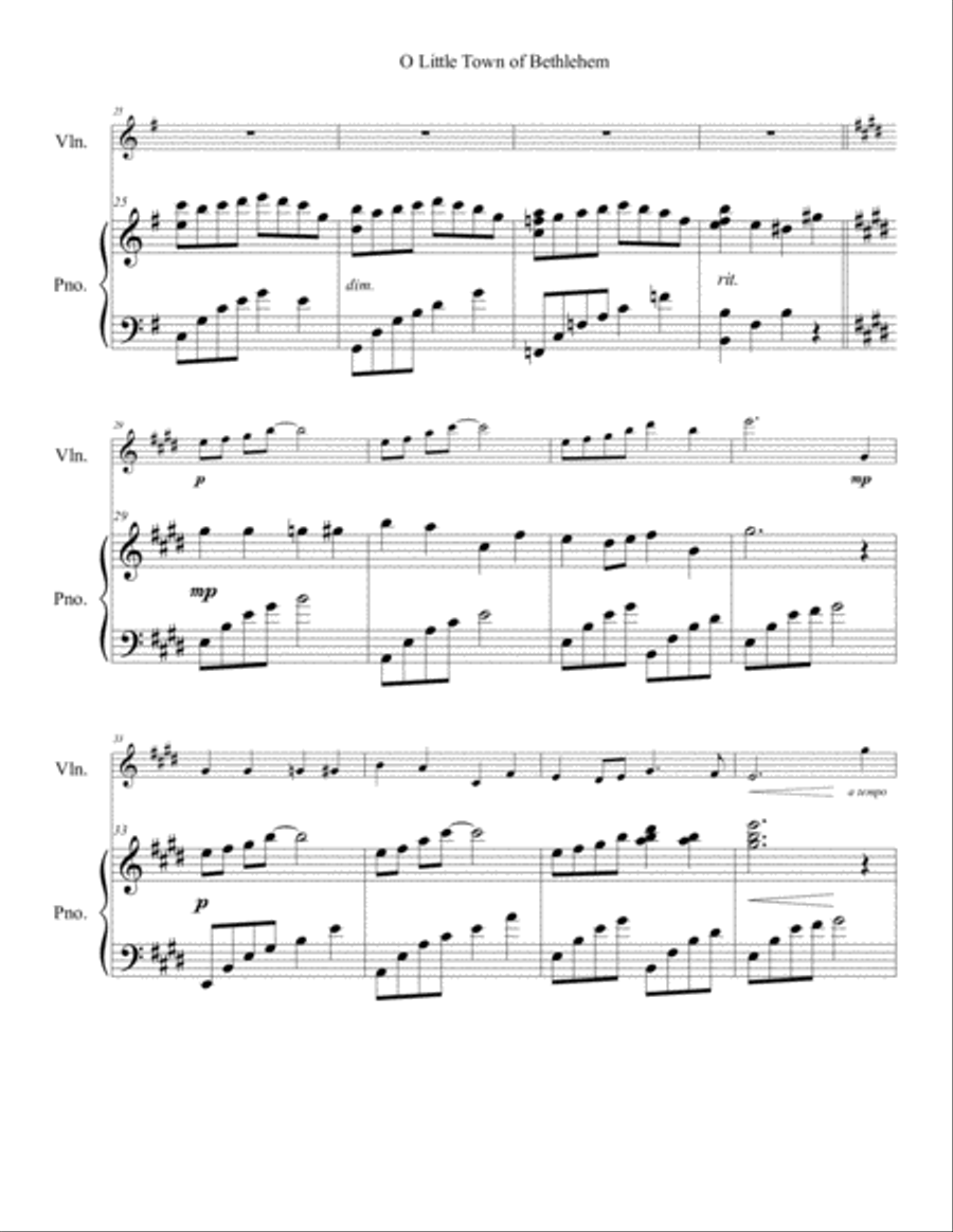 O Little Town of Bethlehem Violin Solo Violin Solo scores gallery preview page 4