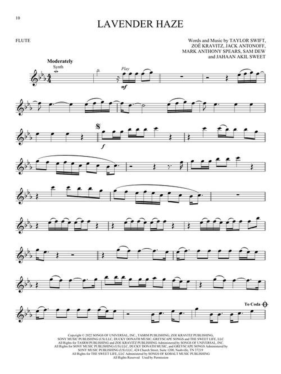 Taylor Swift – Selections from Midnights & The Tortured Poets Department Flute Solo scores gallery preview page 5