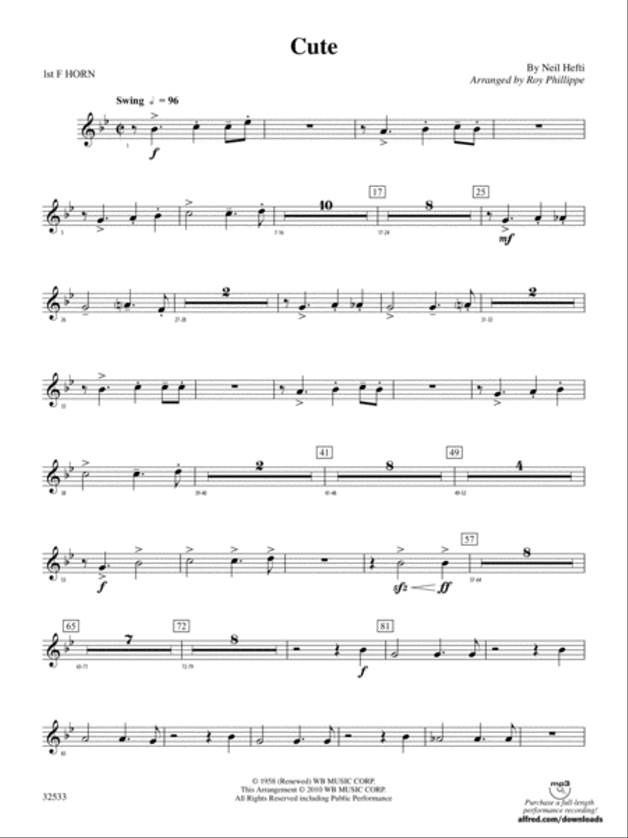 Cute: 1st F Horn Concert Band scores gallery preview page 1
