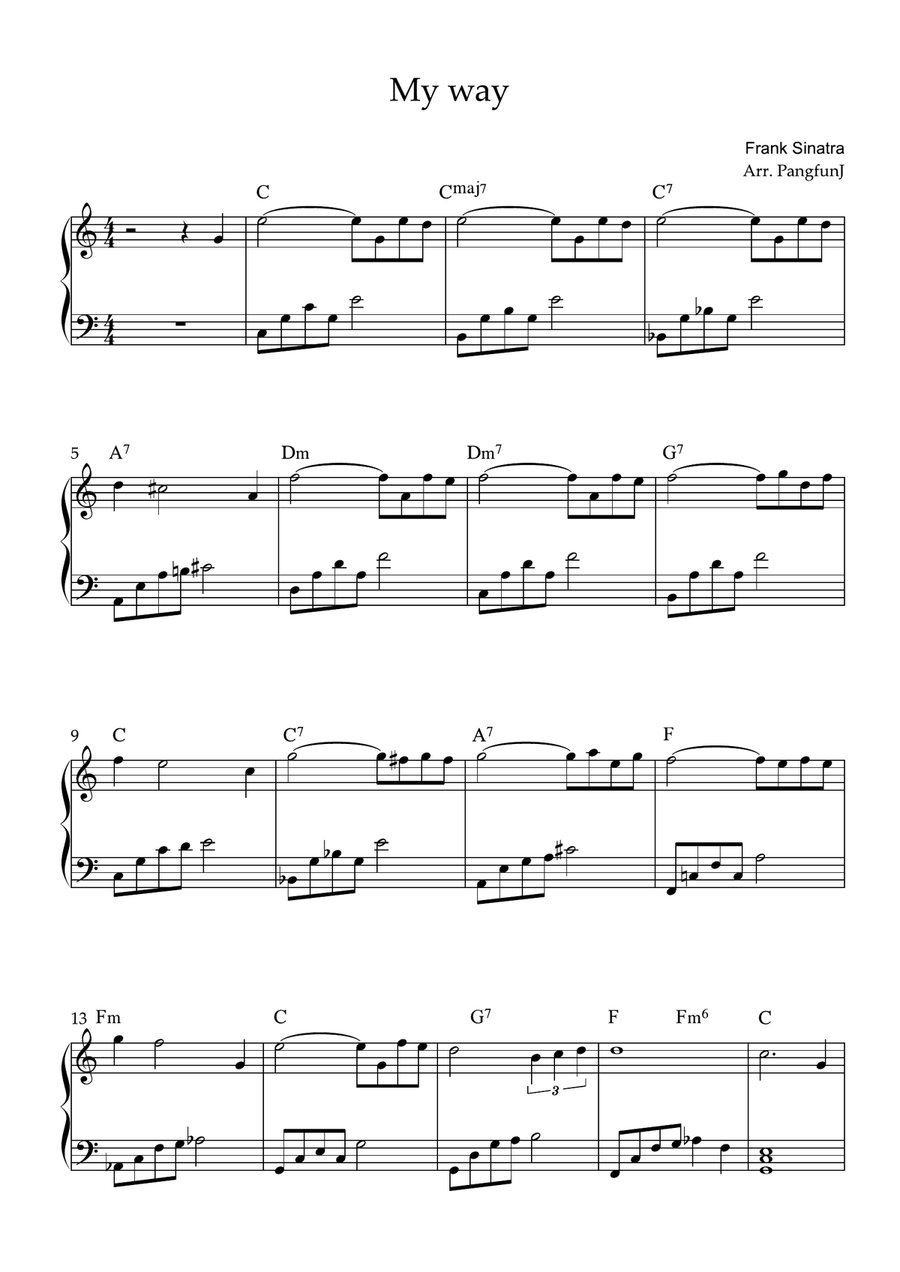 My Way Easy Piano scores gallery preview page 1