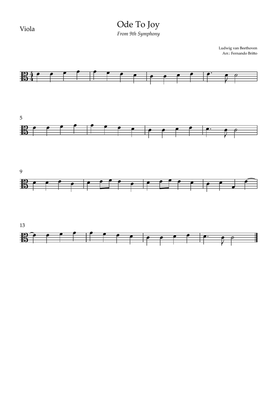 Ode To Joy (from Beethoven's 9th Symphony) for Viola Solo