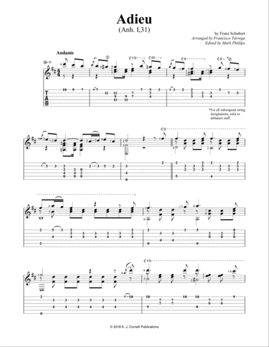 Adieu Acoustic Guitar scores gallery preview page 1
