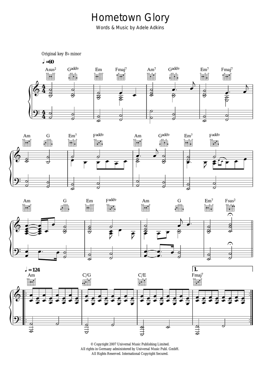 Hometown Glory Acoustic Guitar scores gallery preview page 1
