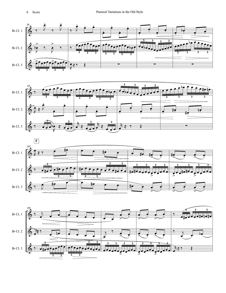 Pierne - Pastoral Variations in the Old Style set for clarinet trio Clarinet Trio scores gallery preview page 6