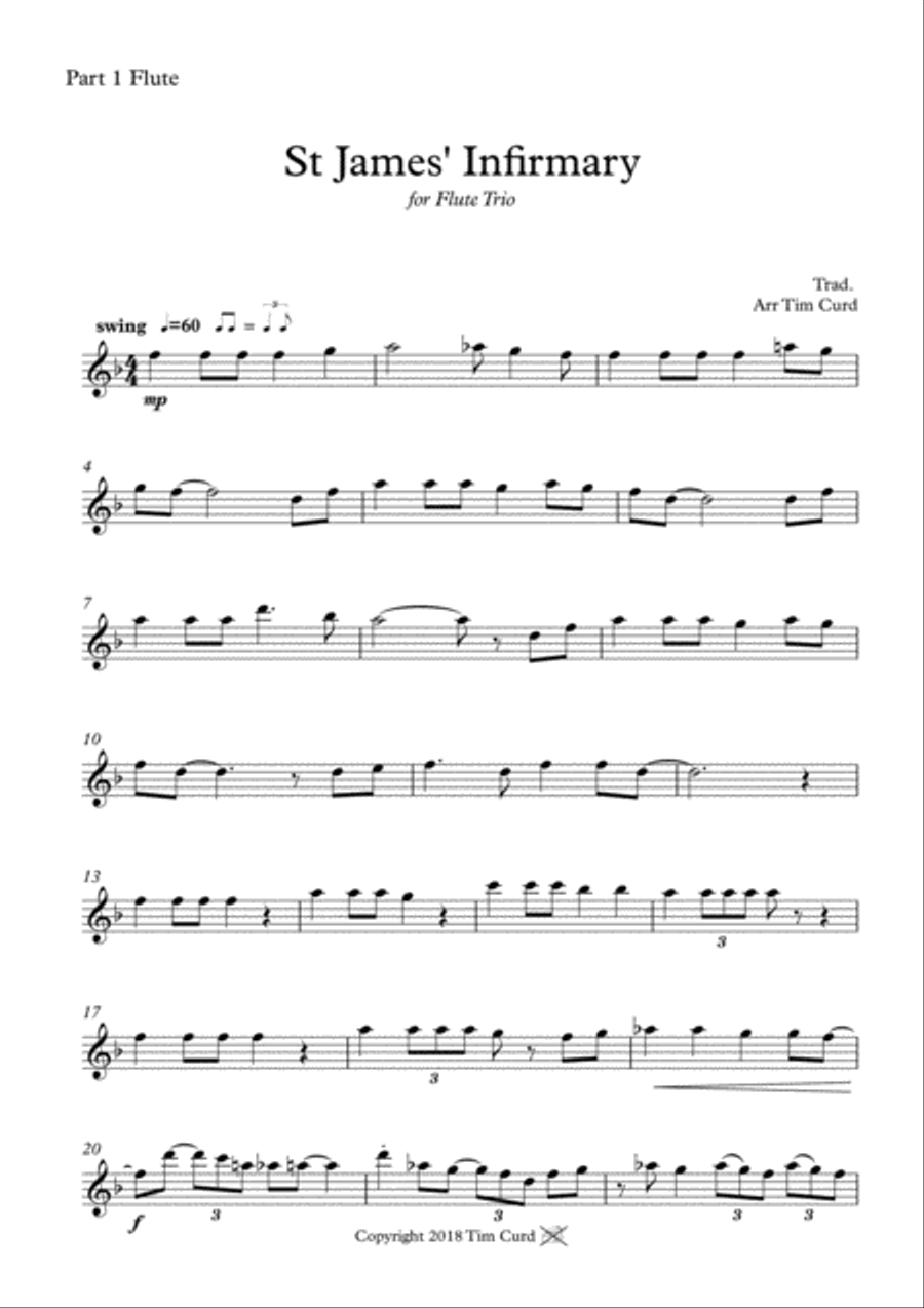 St James' Infirmary. Flute Trio Flute Trio scores gallery preview page 5