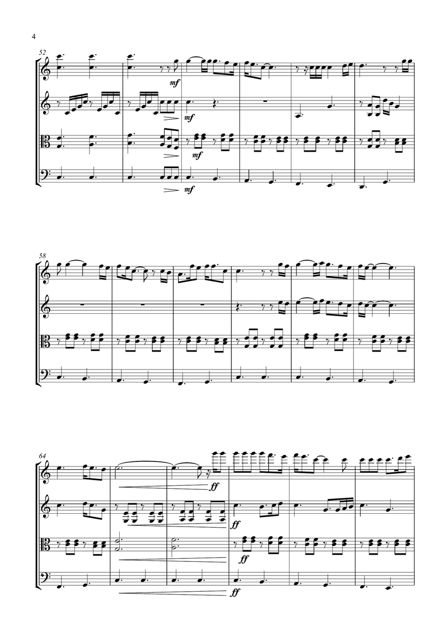Piano Man String Quartet scores gallery preview page 4