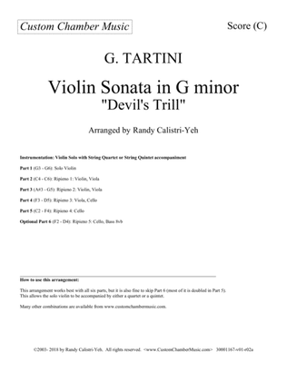 Book cover for Tartini "Devil's Trill" Sonata (solo violin and string quartet/quintet)