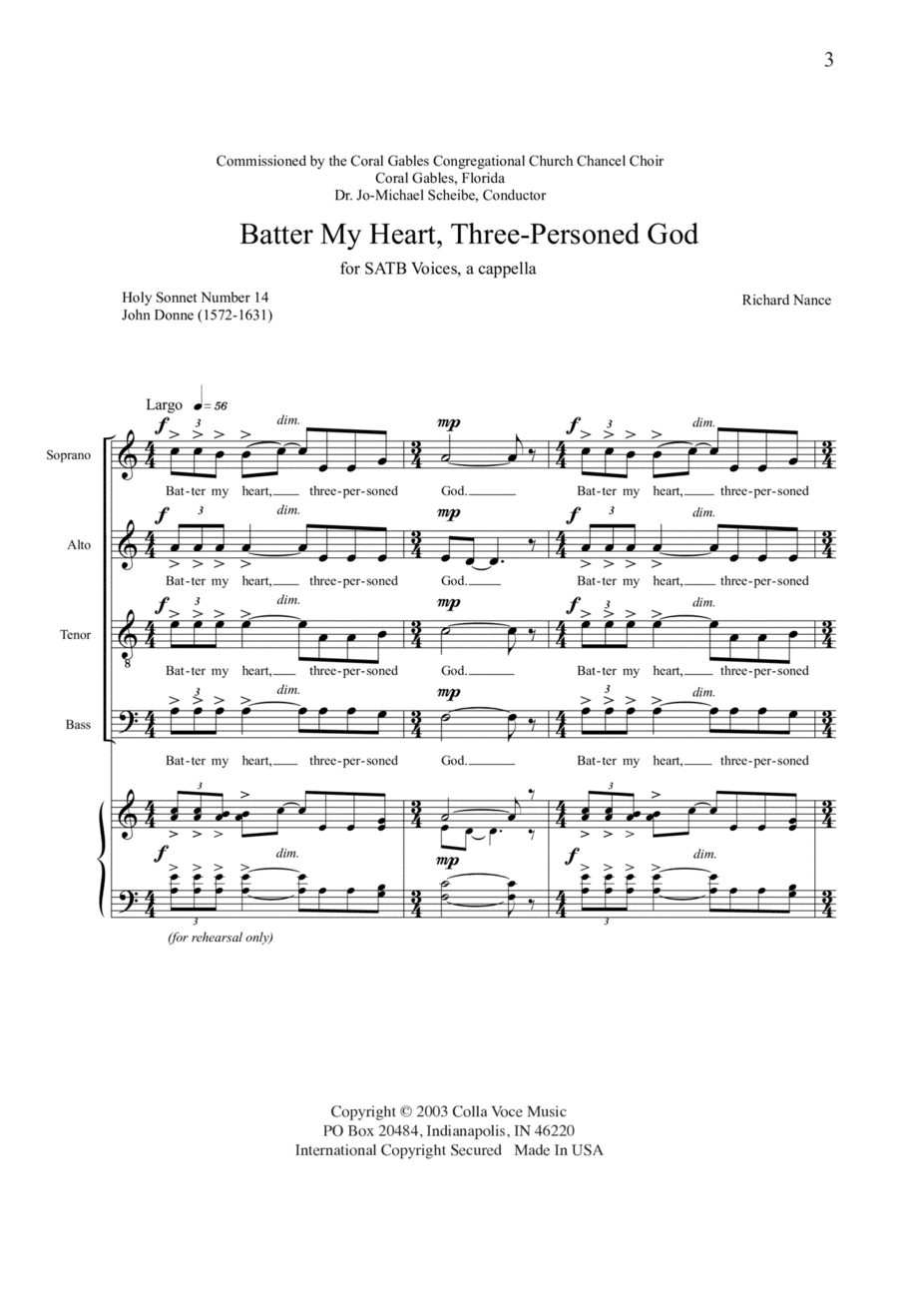 Batter My Heart, Three Personed God 4-Part scores gallery preview page 1