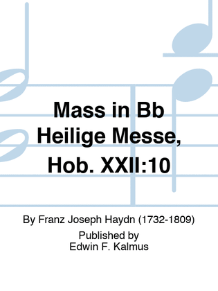 Book cover for Mass in Bb Heilige Messe, Hob. XXII:10