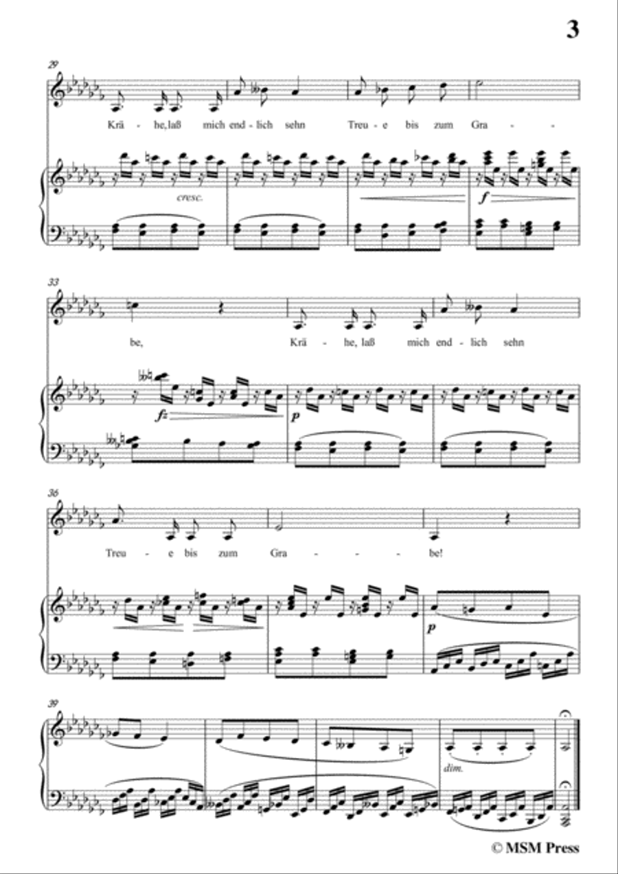 Schubert-Die Krähe,in a flat minor,Op.89 No.15,for Voice and Piano Voice Solo scores gallery preview page 5