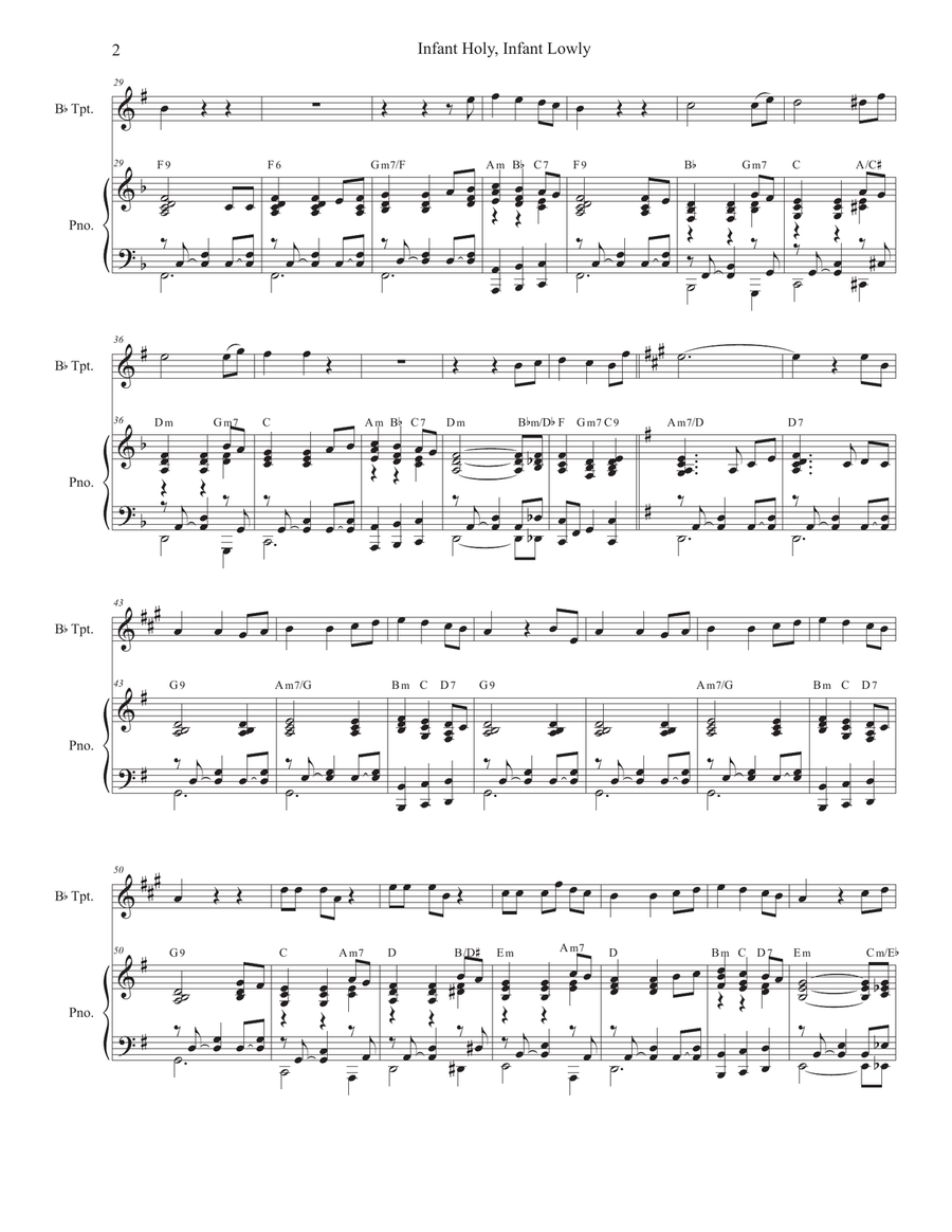 Infant Holy, Infant Lowly (Bb-Trumpet solo and Piano) B-Flat Trumpet scores gallery preview page 2